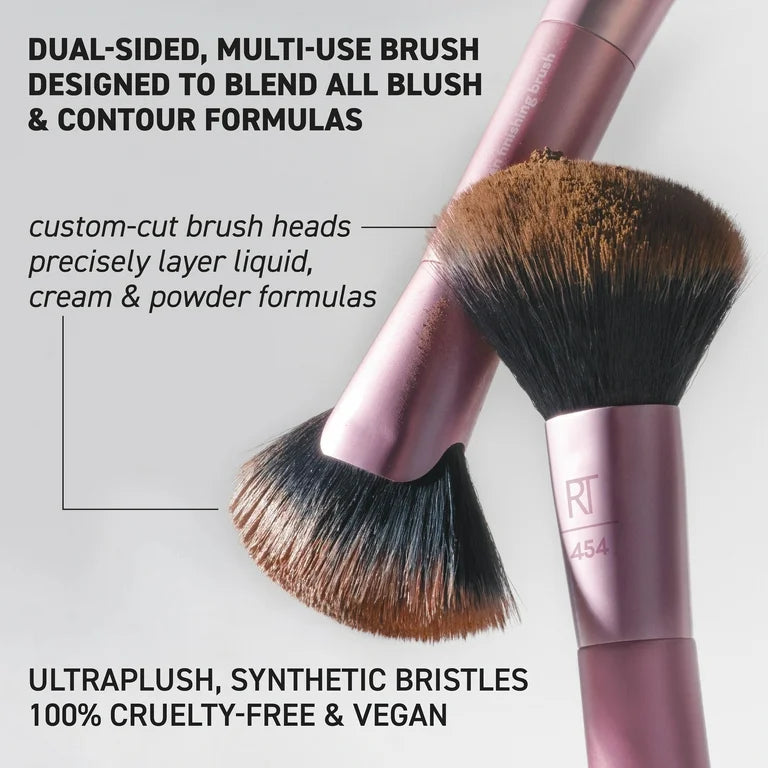 Real Techniques Dual-Sided Angled Fan Blush Contour Makeup Brush 1 Count