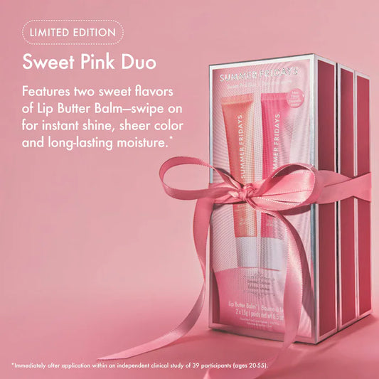 Summer Fridays
Sweet Pink Duo with Birthday Cake + Strawberry Soft Serve Lip Butter Balm
