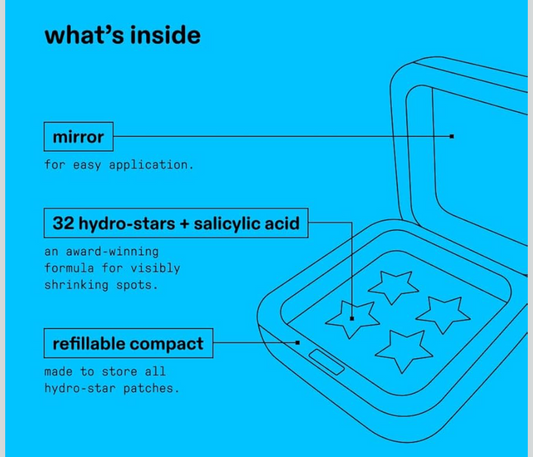 Starface Hydro Star + Parches de espinillas de ácido salicílico y Big Blue CompacT