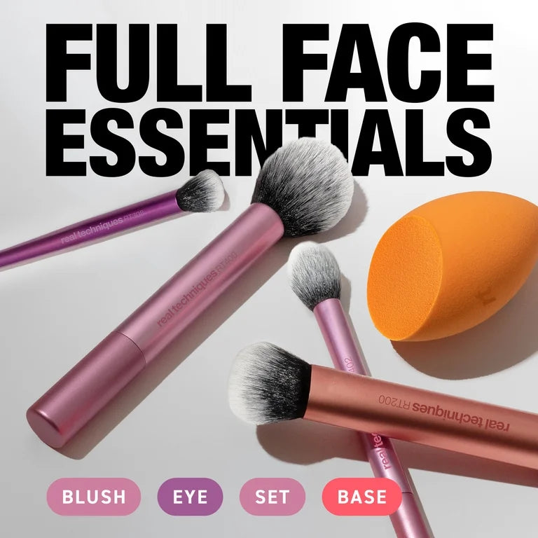 Real Techniques Everyday Essentials Kit, Makeup Brush & Beauty Sponge Set, 5 Piece Set