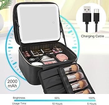 Cosmetiquera con espejo led