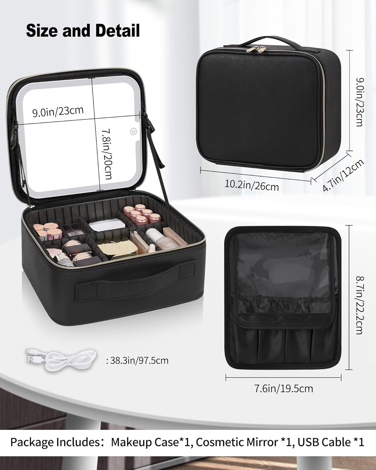 Cosmetiquera con espejo led