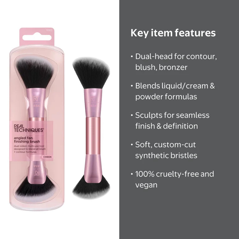 Real Techniques Dual-Sided Angled Fan Blush Contour Makeup Brush 1 Count